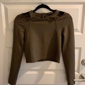 Zara Olive Green Long Sleeve Crop Top